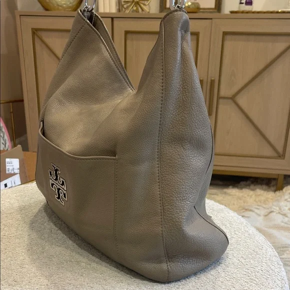 Tory Burch Taupe Leather Hobo Bag - Picture 3 of 7